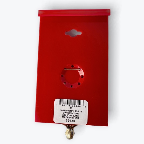 NWT Holiday Lane Gold-Tone Multicolor Crystal & Imitation Pearl Ornament Pin - Picture 4 of 4